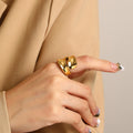 Nabest Waterproof Stainless Steel Irregular Modern Ring Jewelry Women PVD Gold Plated Euramerican Exaggerated Rings