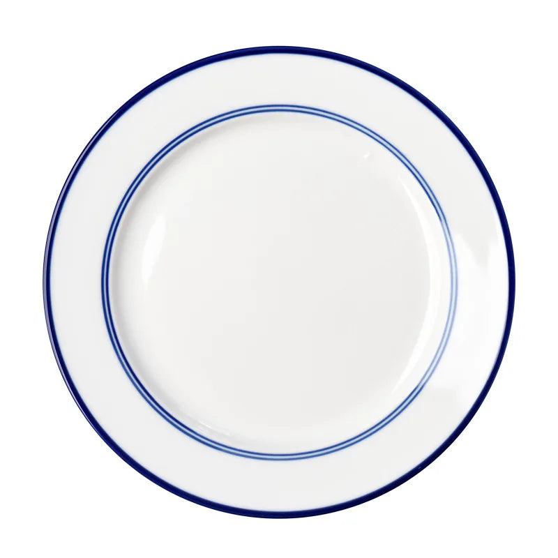 Solhui Factory Wholesale Nordic Creative Ceramic Flat Plate Underglaze Color Simple Line Western Food Steak Plate