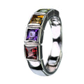 Exquisite Rhodium Plated 925 Silver Jewelry Multiple Natural Gemstone  Ring for Women Anniversary Gift