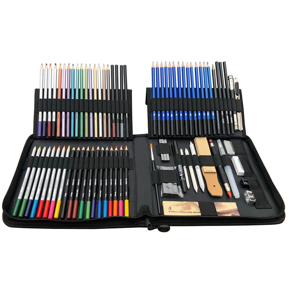 Xinbowen Art Set 72 Piece Art Watercolor Drawing Pencil Set Sketch Pencil Set Professional