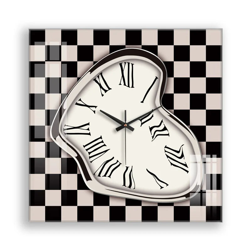 Nordic Style Luxury Art Decoration Creative Twist Wall Clock Quartz Movement Silent Glass Frameless Needle for Living Room