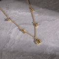 Daidan Ladies Choker Charm Sterling Silver Key 18K Gold Plated Zircon Lock Necklaces