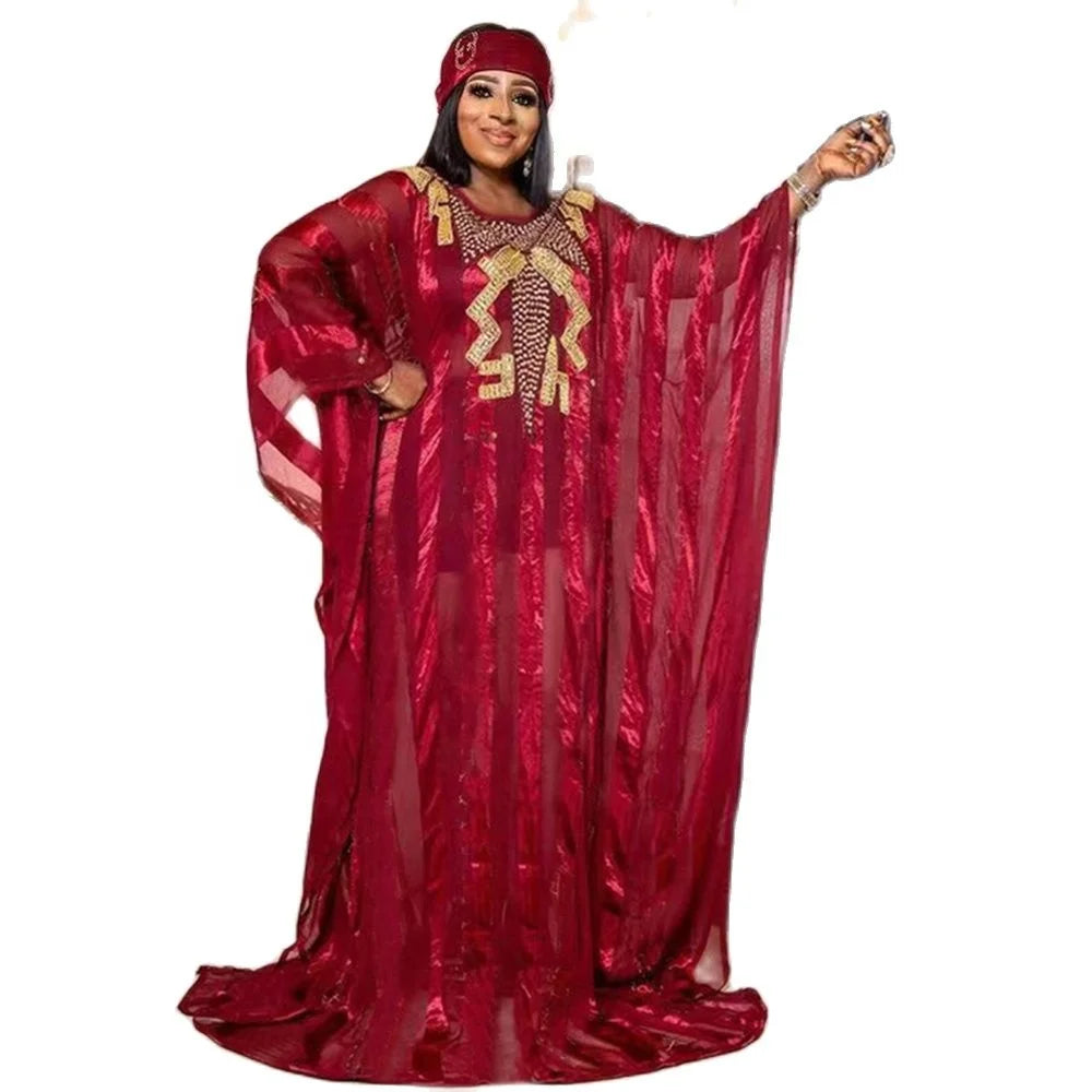 Best Kaftan Caftan Dress Chiffon All Over Print Dress Rhinestone Two Piece Set Women Clothing Summer 2023
