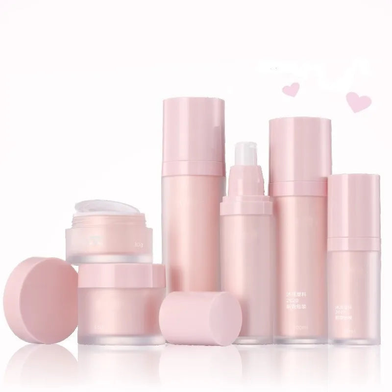 Custom Logo High-End Double-Layer Pink 30ml-120ml Lotion Bottle Cosmetic Packaging Containers for Skin Care Production