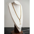 PVD 18K Gold Plated Stainless Steel Jewelry Dragon Bone Chain T-Bar Pendent Necklace Waterproof for Woman Necklace P243517