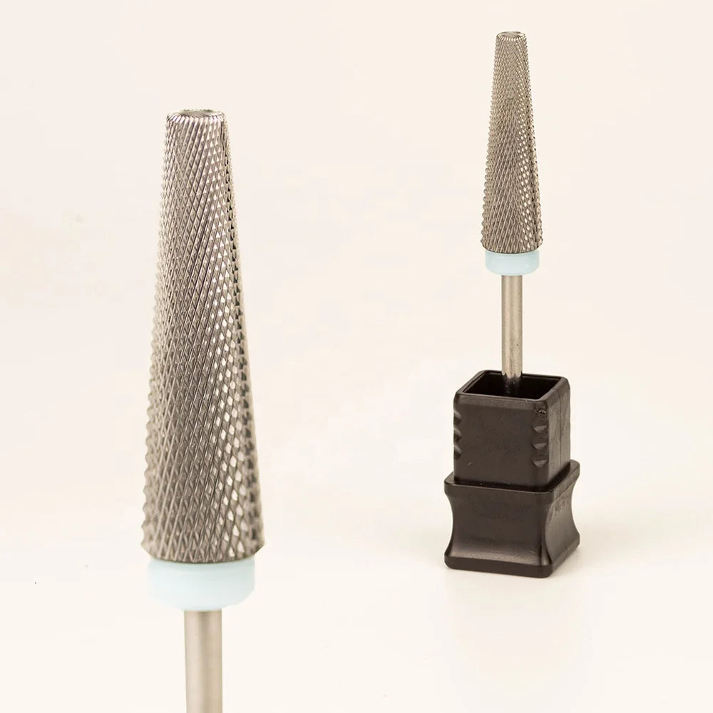 3/32" 2XF XXF Wholesale Electric Safety E File Tungsten Super Long Tapered 5 in 1 Carbide Nail Drill Bits Cross Cut in Storage