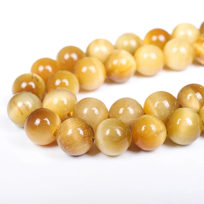 Natural Golden Tiger Eye Beads AAA Round Crystal Energy Stone Healing Gemstone Tiger's Eye Beads for Necklace Bracelet Making