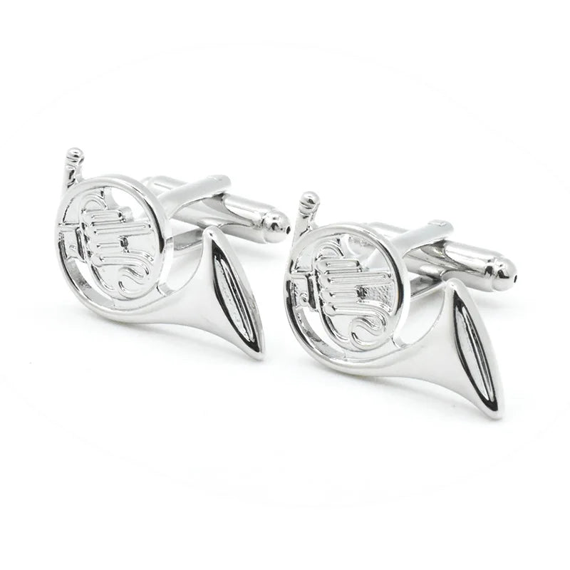 Wholesale Horn Musical Instrument Novelty Cufflinks Custom Men's Suit Shirt Fashion Accessory Wedding Tuxedo Trendy Jewelry Gift