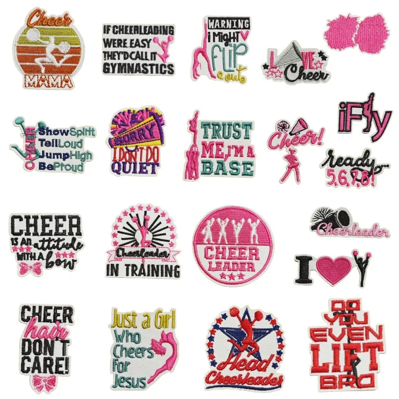 New Design Iron on Embroidered Happy Cheering Squad Patch for Clothes Bag Decoration