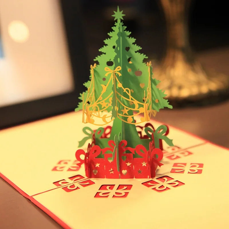 3D Pop up Greeting Cards with a Graphic Design of a Christmas Tree
