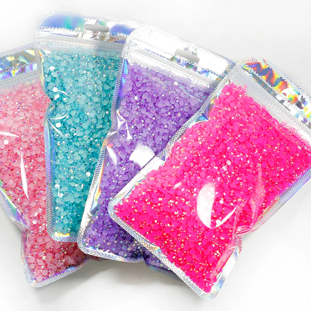 Yantuo Factory Wholesale Plastic Bag Packaging AB Colors Small Bag Non Hot Fix Rhinestone Jelly Resin Nail Rhinestone