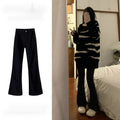 Women Streetwear All-Match Casual Pants New Female Y2K High Waist Denim Flared Jeans Fashion Black Jeans Woman