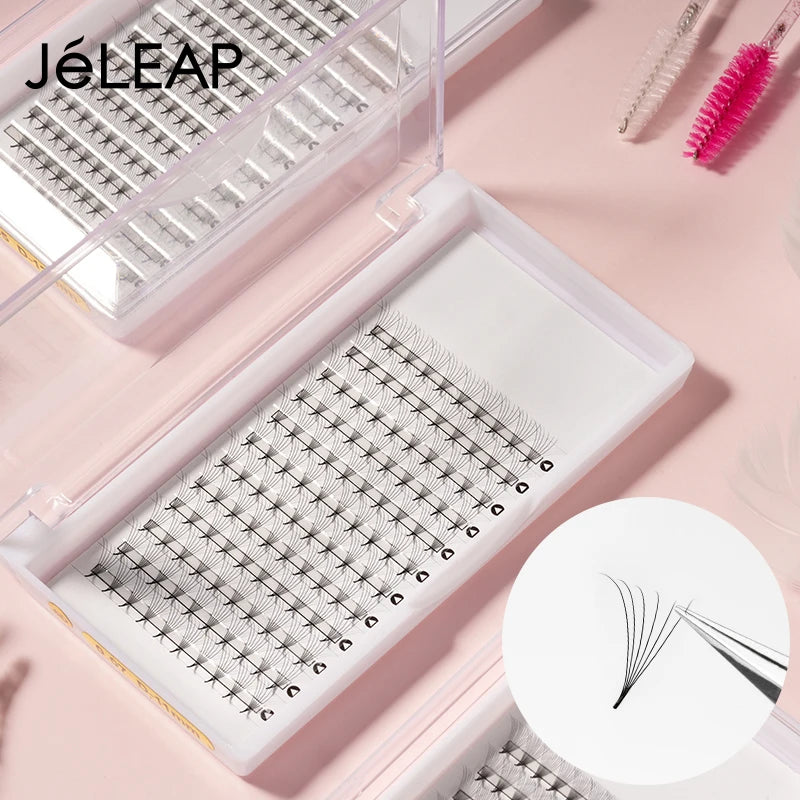 Matte Black PBT Thin Root Lashes 6D 0.07 C for 12 Rows Handmade 11 Premade Volume Fan Pointed Base Premium Eyelash Extension