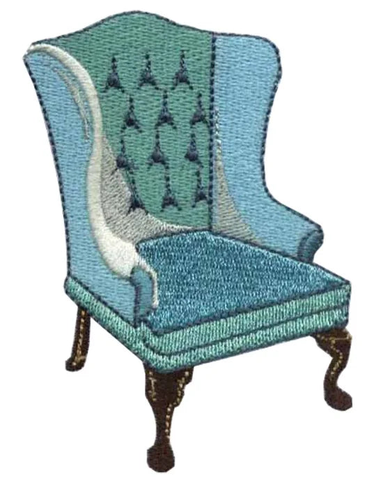 2.6 Inch Wide Blue Chair Embroidery Patch 3D Iron-On Style for Clothes Use in Sleep Play Hide and Seek