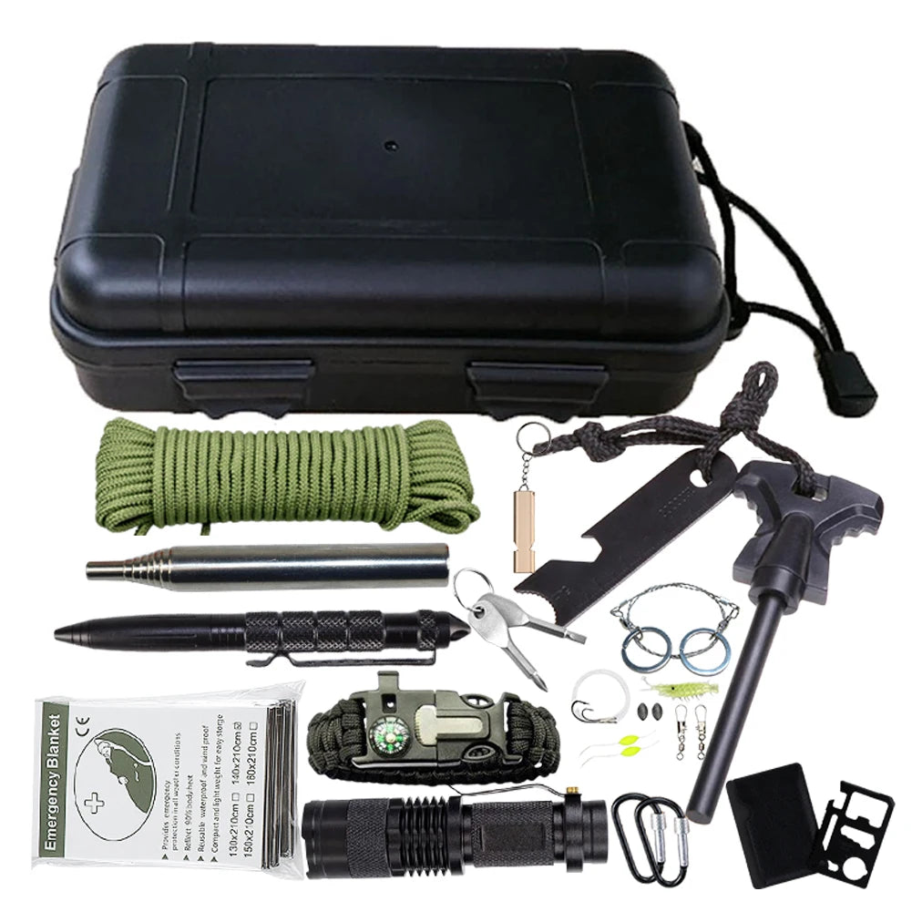 Survival Equipment 18-in-1 Emergency Survival KitProfessional TacticTool for Outdoor Adventure Sports