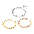 Stainless Steel Spinning 7 Beads Anti Anxiety Rotate Moving Bead Open Cuff Adjustable Ring Finger Rings Jewelry