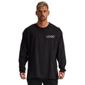 Custom Logo Loose Workout Oversize T Shirt Cotton Printing Blank Plain Long Sleeve T-shirts for Men
