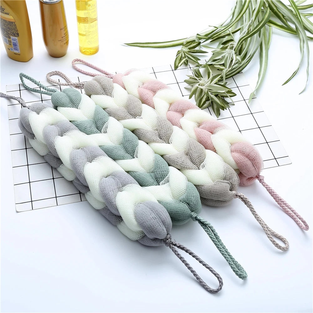 Hot Sale Long Bath Sponge Back Scrubber Exfoliating Shower Strip Bath Belt Mesh Pouf Loofah Sponge