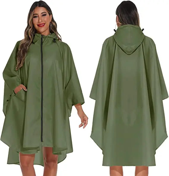 Woqi  Mens Hooded Waterproof Poncho Raincoat Reusable Rain Coats for Outdoor Activities Hiking Rain Jackets