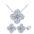 New 925 Silver Moissanite Diamond Fashion Jewelry Set Lucky Four Leaf Flower Clover Design Necklace Engagement Party Anniversary MegaBDM
