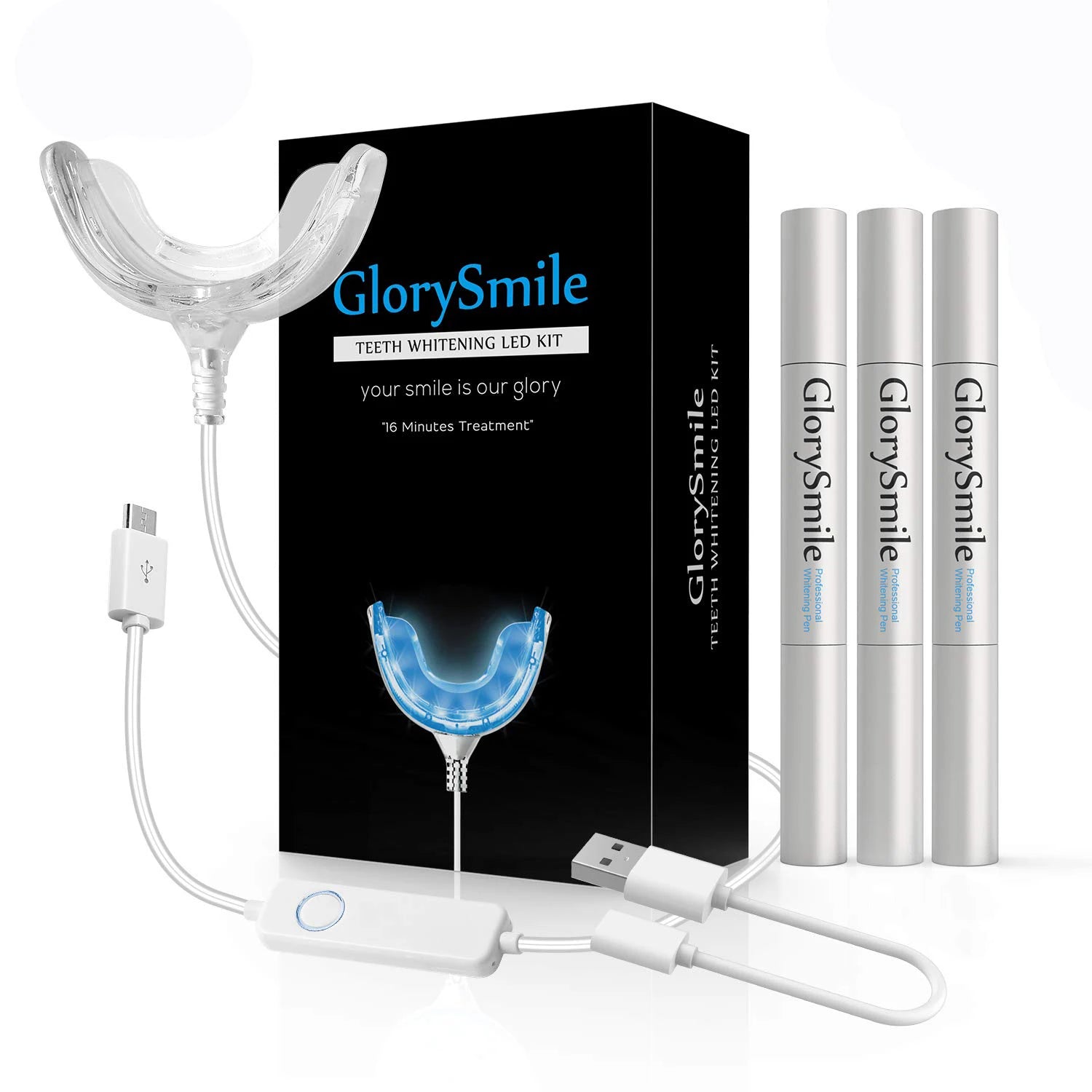For Professional Dental Care GS-001B 16 LED Light 16-Minute Timer Non-peroxide Cold Blue Mint Flavor Teeth Whitening Kit