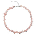 Charm Necklace Rose Quartz Stone Irregular Chips Stone Necklace for Women Bohemian Style Jewelry