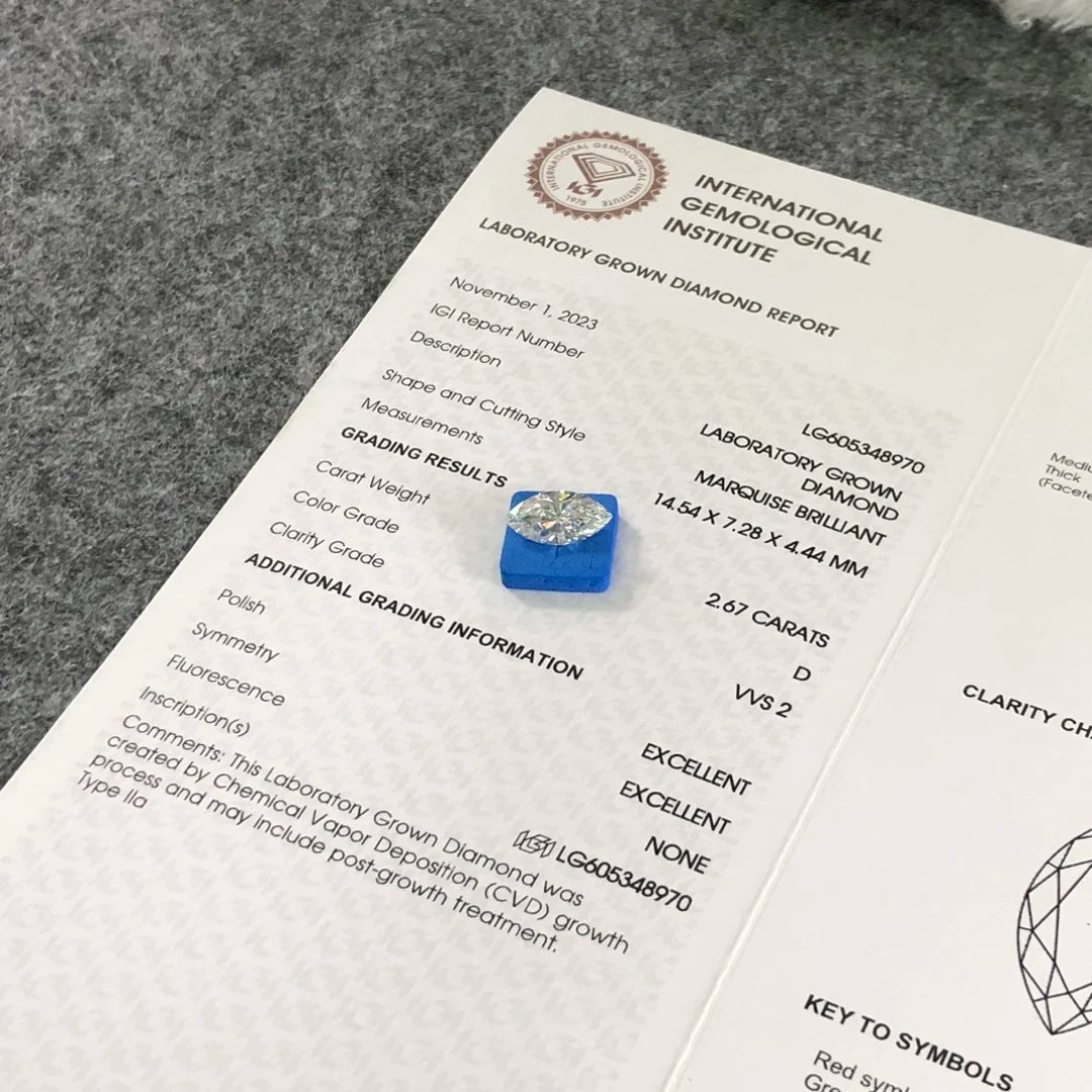 IGI  Certified 2.67ct  D VVS2 Wholesale Lab Created Diamond CVD Lab Grown Diamond