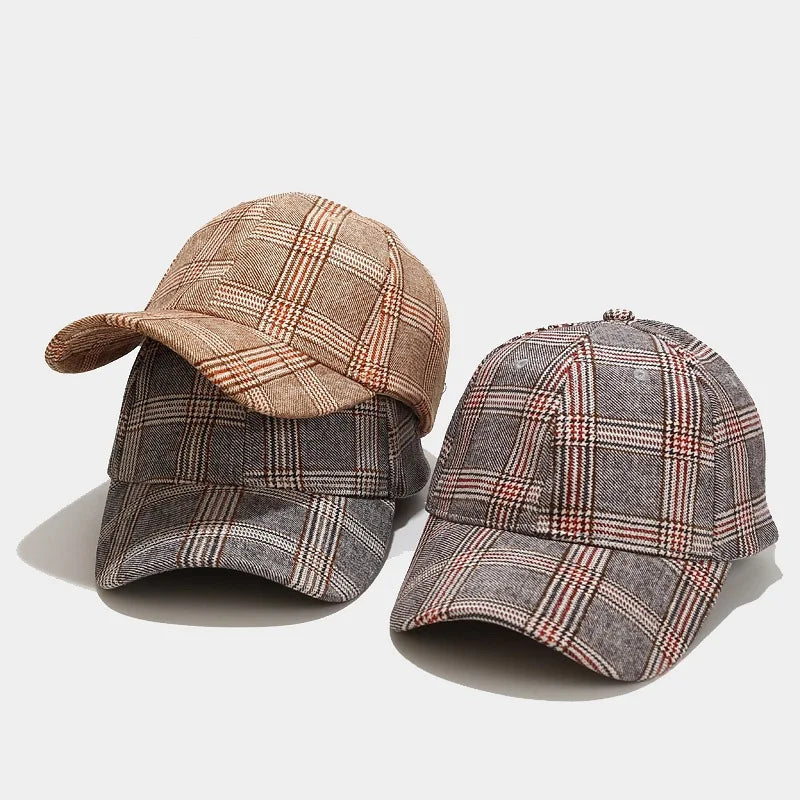 Wholesale Ready to Ship Plaid Baseball Cap Spring Autumn Fashion Leisure Hip Hop Unisex Baseball Cap Hats