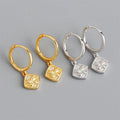 New Luxury Square Shape Zircon Hoop Earrings 18k Gold 925 Sterling Silver Fashion Butterfly Hoop Earrings for Women