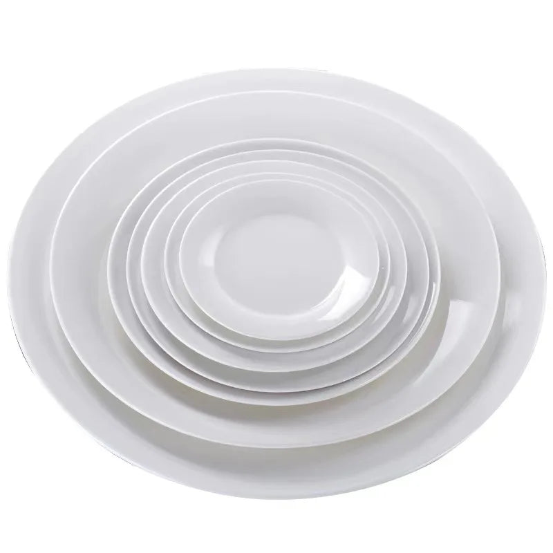 Ceramic Plate Hotel Western Food Plate Pure White Plate Disc Tableware