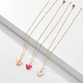 Fashion Gold Plated Chain Set Jewelry Custom Womens Stainless Steel Colorful Pendant butterfly Necklace
