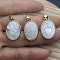 Religious Sacred Heart Guadalupe Jesus Pendants Charms White Mother of Pearl Shell Oval Medal Jewelry Making DIY Women Necklace