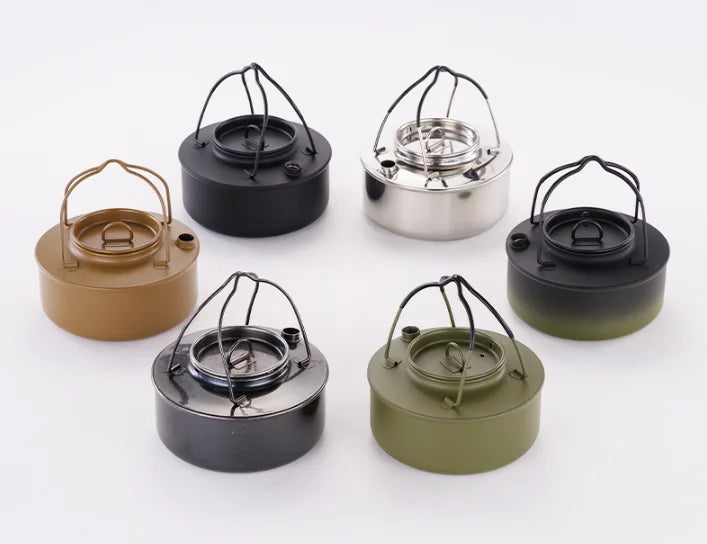 High Temperature Non-stick Black/Green Coating Portable Outdoor Boiling Kettle 0.9L Stainless Steel with Stainless Steel Handle