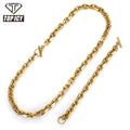 Top Icy 9mm Hip Hop Stainless Steel Cable Chain 18K Gold Plated Bangle Bracelet Punk Style Cuban Necklace Non Tarnish for Men