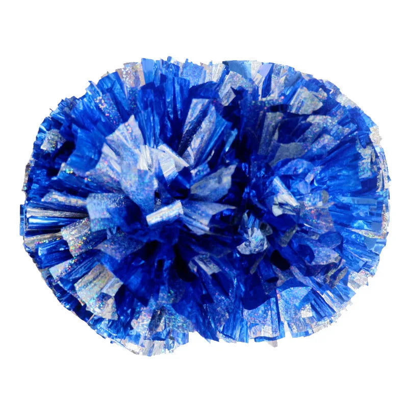 Dance Team HOLOGRAPHIC POM Customized Professional Cheerleader Pom Pom With Metallic Foil Two Colors Mixed