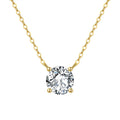 Gold Plated Fine Charm Jewelry Necklaces 925 Silver Round Cubic Zirconia CZ Pendant Necklace for Women