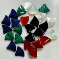 Fan Shape Natural Flat Bottom Green Malachite Black Onyx White Mohther of Pearl Shell Red Carnelian Loose Cabochon Gemstones