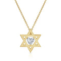 Milskye Classic Beautiful Fine Jewelry for Women 925 Silver 14k Gold Floating Diamond Heart Star Necklace