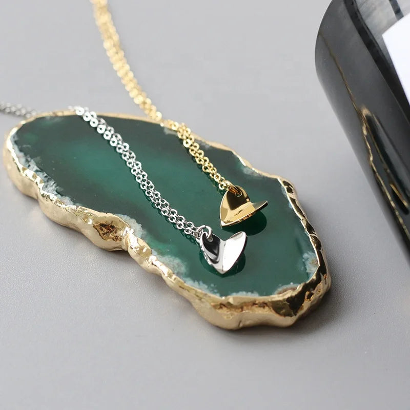 Fashion Creativity Women's Jewelry Stainless Steel Plated 18K Gold Cambered Heart Necklace