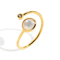 Milskye Exquisite Trend Jewelry 18k Gold Plated S925 Diamond Mother of Pearl Adjustable Open Ring