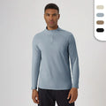 New Tech Quickly Dry Fabric Sports T Shirts for Men Half Zip Closure Stand Collar Raglan Long Sleeve T-shirts