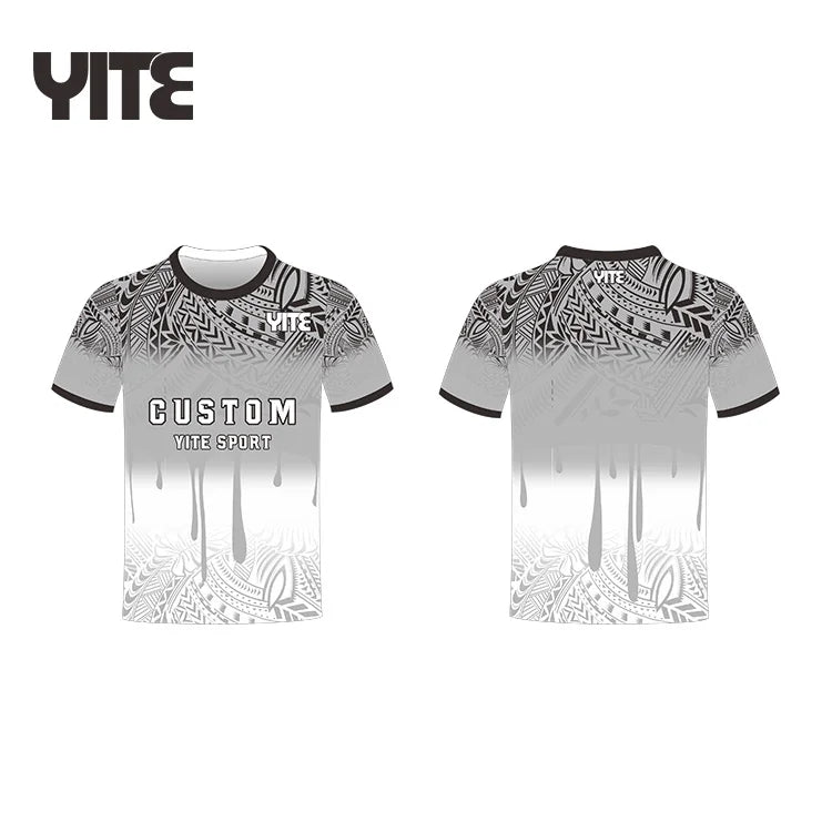 Customized Logo Gray T-shirt Full Sublimated Maori Design Jerseys Shirt 100% Polyester Men Training Tee Shirts