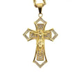 Cross Necklace for Women Men Stainless Steel Pendant Gold Plating Bezel Setting Classic Style Zircon Inlay Christian