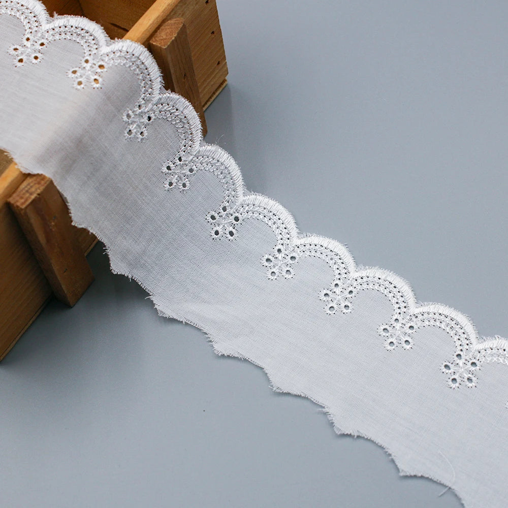 Wholesale Factory 100% Cotton Eyelet Border Embroidery Cotton Lace Trim for Clothing