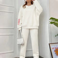 F240029 Custom Printed Embroidery Logo Ladies Warm Cozy Fleece-Lined Crewneck Sweater With Relaxed Fit Pants Women Hoodies Set