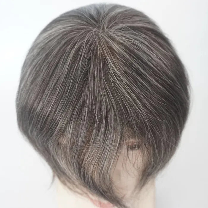 EMEDA Grey Men's Toupee Hair for Men 100% Thin Skin Toupee Prosthesis Capillary 100% Human Hair Stock