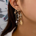 Qingdao Summer Vintage Stone Conch Pearl Starfish Fish Chain Pendant Earrings Butterfly Shape Alloy Jewelry