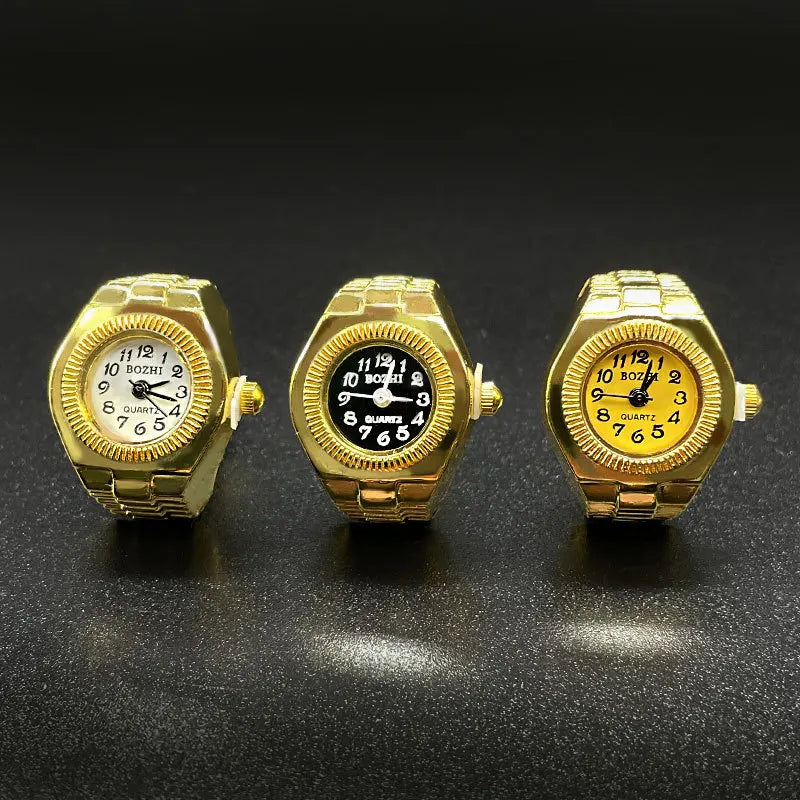 Wholesale Gold Ring Watch Unisex Jewelry Smart Rings Creative Mini Finger Watch Square Dial Creative Stretchy Watch Ring
