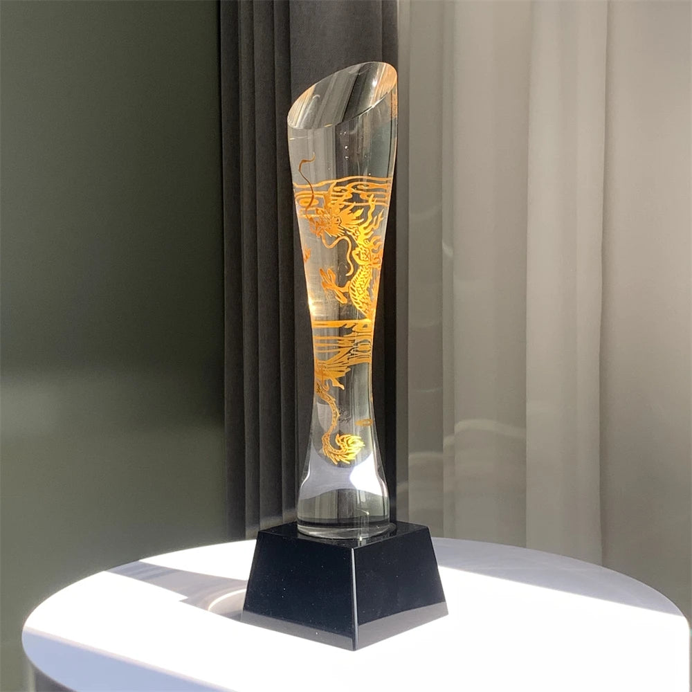 ADL New Design Dragon Business Souvenir Gifts Honorary Award at Company Annual Meeting Crystal Glass Trophy Awards