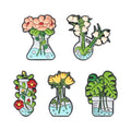 Wholesale Cartoon Potted Flower Brooch Badge Green Plant Tulips Morning Glories Trumpet Metal Flower Soft Enamel Lapel Pin